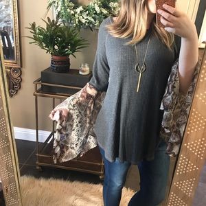 Snake Print Dramatic Sleeves Top